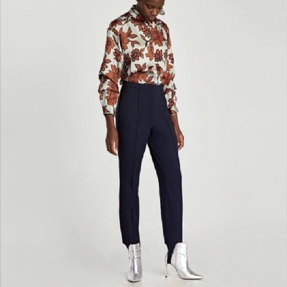 NWT Zara Navy Stirrup Pant Size XS - Picture 3 of 4